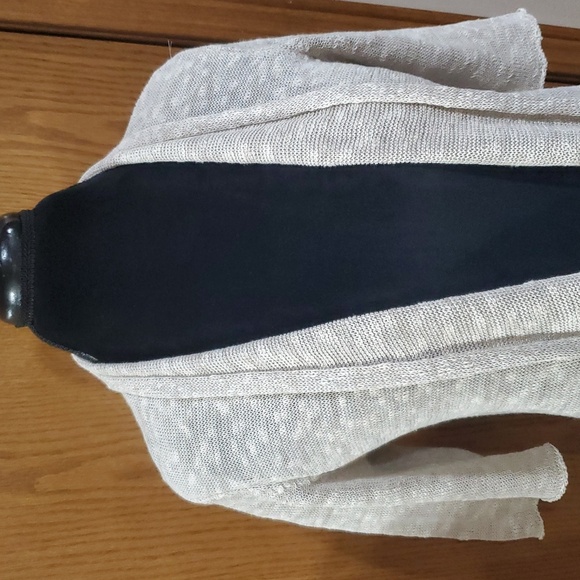 Eileen fisher linen cotton blend oatmeal cream open front short sleeve cardigan - Picture 2 of 7